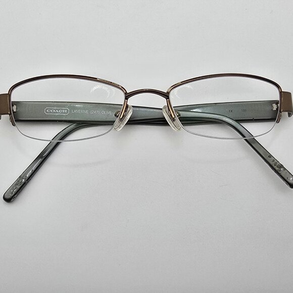 Coach Laverne 247 Bronze Olive Semi-Rimless Cat Eye Eyeglasses 48-18-135 - Picture 14 of 16